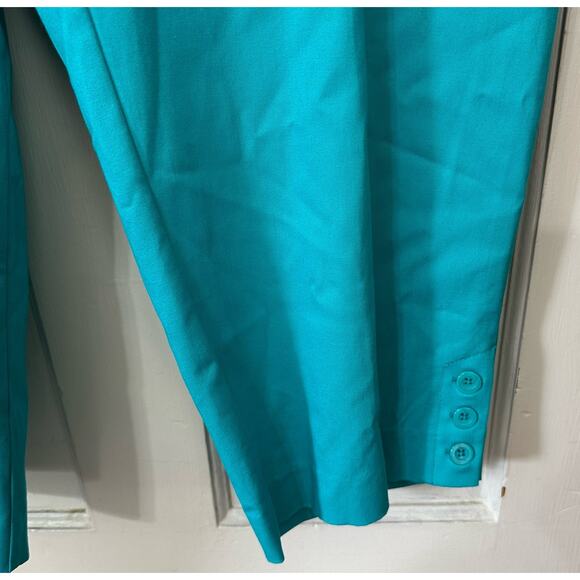 Studio Works Turquoise Blue Capri Cropped  Pants Zip Snap Closure Womens Size 14 - Picture 4 of 7